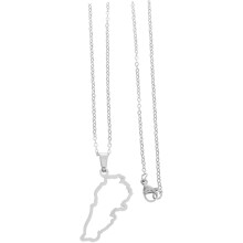 Silberne Halskette mit Libanon-Landkartenanhänger für Damen und Herren, Material: Legierung und Titanstahl