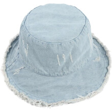 Sommerlicher Retro-Denim-Bucket-Hat für Damen mit breiter Krempe, Sonnenschutzhut für Strandausflüge