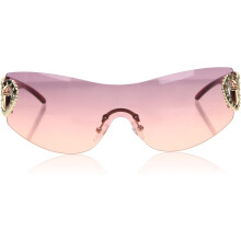Lunettes de soleil sans monture en forme de cœur pour femmes, monture violette avec verres rose-violet