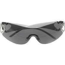 Rahmenlose Herz-Sonnenbrille für Damen, randlos, graue Gläser, silberner Rahmen, dekorative Partybrille, Foto-Requisite