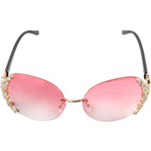 Kreative, modische Kristall-Sonnenbrille für Strand und Party, leichter Goldrahmen