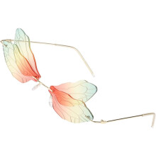 Libellenflügel-Sonnenbrille, randlos, Unisex, modisch, unregelmäßiger, rahmenloser Farbton