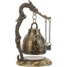Vintage Tischglocke mit Drachenmuster aus Metalllegierung, fein gearbeitet, elegantes goldenes Metallspiel