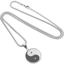 Tai Chi Edelstahl-Anhänger-Halskette für Herren, Yin Yang Bagua Amulett, spiritueller Schmuck, Karabinerverschluss