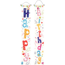 Alles Gute zum Geburtstag! Türgirlande mit Geburtstagsgruß, dekorativem Banner und farbechtem Verandaschild