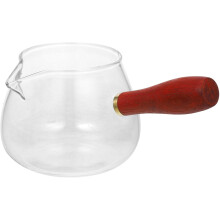 Tasse à lait anti-brûlure de 350 ml avec poignée en bois et distributeur de thé en verre au design ergonomique
