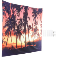 Strandkulisse aus Stoff, sommerlicher Strand, Baumhintergrund, Wanddekoration, leicht, kreativ, orange