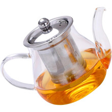 Tetera de vidrio de 450 ml con asa y diseño integrados, tetera portátil resistente al calor para preparar té en casa.