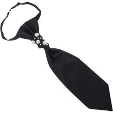 Trouwstropdas voor heren, zwart, formele stropdas, delicate imitatieparel, polyestergaren, comfortabel accessoire voor herenpak