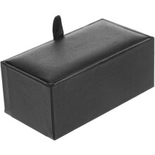 Krawattenklammerbox und kleine Schmuckschatulle, quadratisches Schmuckkästchen aus schwarzem PU-Leder