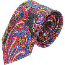 Men’s Printed Paisley Polyester Necktie, Large Floral Costume Tie for Party Dress-up