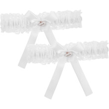 Weißes Spitzenstrumpfband mit Schleifenverzierung, weiche elastische Braut-Beinringe