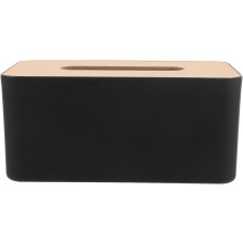 Taschentuchbox-Überzug, rechteckiger Taschentuchbox-Halter, schwarz, PP-Holz, schlichtes Design, elegant