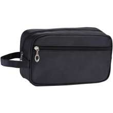 Kosmetiktasche, Reiseetui, Polyester, Schwarz, mit praktischer Außentasche