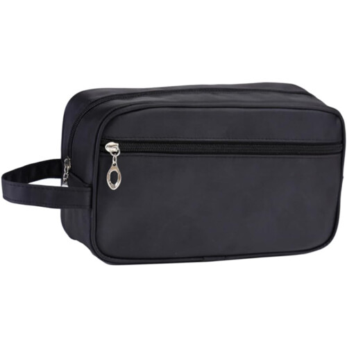 Toiletry Bag Makeup Storage Case Travel Pouch Polyester Black Easy Access Outside Pocket