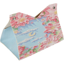 Taschentuchboxhalter/Taschentuchspender aus PU-Leder mit wunderschönem floralem Ölgemälde-Muster
