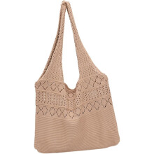 Gestrickte Tragetasche für Damen, Aufbewahrungstasche, modisch, mit Lochmuster, Polyester, für Mädchen und Freundinnen, geeignet für