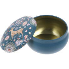 Vintage Hirsch-Aufbewahrungsbox aus Weißblech, kleine runde Süßigkeitenbox, Metall-Probenbox für Schmuck und Partyartikel
