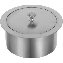 Couvercle de poubelle rond encastrable en acier inoxydable, design compact et hygiénique, idéal pour les plans de travail.