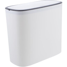 Poubelle en plastique de 12 litres avec couvercle et ouverture facile par simple pression, blanche
