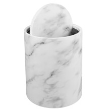 Poubelle de cuisine 12 L à couvercle basculant, en plastique PP blanc avec motif marbré original. Intérieur lisse et facile à rincer.