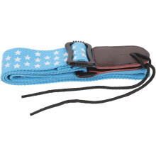Verstellbarer blauer Ukulelen-Gitarrengurt mit Lederkopf und Baumwollkorpus, hochfestes Material