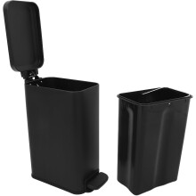 Poubelle mince de bureau, corbeille à papier à pédale en acier inoxydable avec couvercle