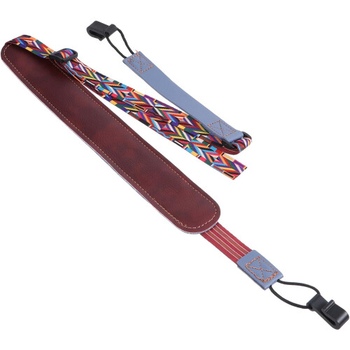 Adjustable No Drill Ukulele Strap with Double J Hook, Pu Leather Material, Convenient for Use