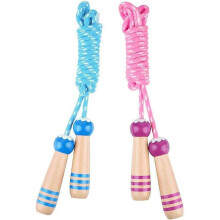 Jump Rope for Kids, [2 Pieces] Adjustable Cotton Rope with Wooden Handle Skipping Rope