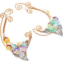Blumenohrringe für Damen, ohne Piercing, Feenohrringe, Clip-Schmuck für Teenager-Mädchen, Feenkostüm für Erwachsene