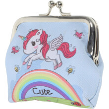 Small Purse Cute Purse Delicate Design PVC Metal Portable Convenient Women Girl Daily Use Unicorn Shape 3.73X3.46X0.20In