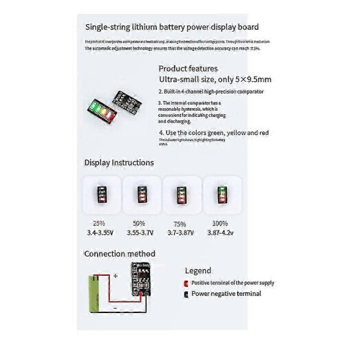 10Pcs 3.7-4.2V Mini Metering Module 1 Series Ternary Lithium Battery Power Display Led Light Module 2