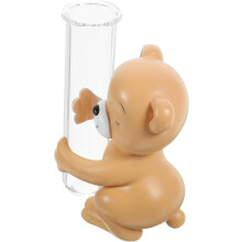 Hydroponik-Vasenrohr aus Glas mit niedlichem, tierförmigem Deko-Pflanzgefäß aus Kunstharz für den Schreibtisch