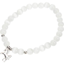 Einhorn-Perlenarmband mit weißem Katzenaugen-Opal-Anhänger, dehnbarer Freundschaftsschmuck für Teenager-Mädchen, Gastgeschenk