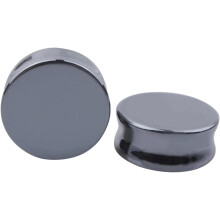 1 paar zwarte oortunnelpluggen van natuursteen voor piercings. Comfortabel en modieus.