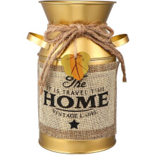 Goldene Milchtopf-förmige Eisenvase, dekorativer Blumeneimer für Zuhause und Geschäft