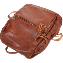 Vintage brauner PU-Laptop-Rucksack für Damen mit großem Fassungsvermögen und mehreren Fächern