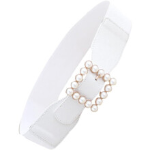 Pearl Square Buckle Belt Ladies Simple Cummerbund Elastic Waistband Skirt Ornament for Decoration