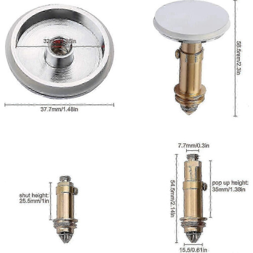 Pop-up drain for kitchen sink, bathroom, washbasin, bathtub, solid chromed brass, 38 mm 1