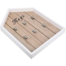 Houten sleutelorganizer in huisvorm voor wandmontage, geschikt voor de kinderkamer en het kantoor.