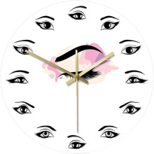Wanduhr mit Wimpern- und Augenmuster, dekorative Wanduhr, 26 x 26 x 3,8 cm, PU-Material, moderner künstlerischer Stil
