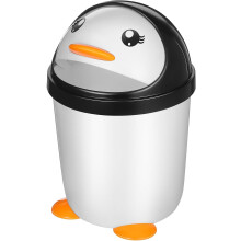 Poubelle Ă couvercle pivotant en forme de pingouin, mini poubelle en plastique pour chambre, bureau, salle de bain, organiseur de bureau
