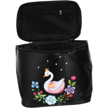 Tragbarer Kulturbeutel, Reise-Make-up-Organizer, Waschtasche mit stabilem Griff, faltbar, Schwanenmuster