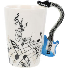 Einzigartiger, witziger Keramik-Kaffeebecher mit Musikinstrument-Henkel, dekorative und feine Verarbeitung