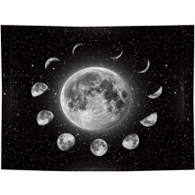 Wandteppich mit Mondmuster, 130 x 150 cm, aus Fleece, schickes, einzigartiges Design