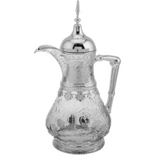 Carafe à eau en verre avec couvercle et bec verseur, grande capacité, design ergonomique, résistante à la chaleur et au froid.