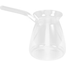 Tetera de vidrio de 450 ml con asa lateral para uso en casas de té y hoteles, resistente y adecuada.