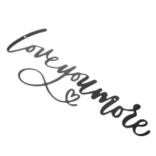 „Love You More“ Wanddeko-Buchstaben aus Metall, schwarzes Eisen, robuste Konstruktion, moderner minimalistischer Stil