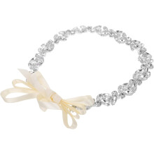 Rhinestone Wedding Belt with Satin Ribbon Elegant Dress Accessory f