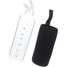 Glaswasserflasche mit Zeitskala, versiegelte Flasche, glatte Kanten, kreatives, schlichtes Design, praktisch